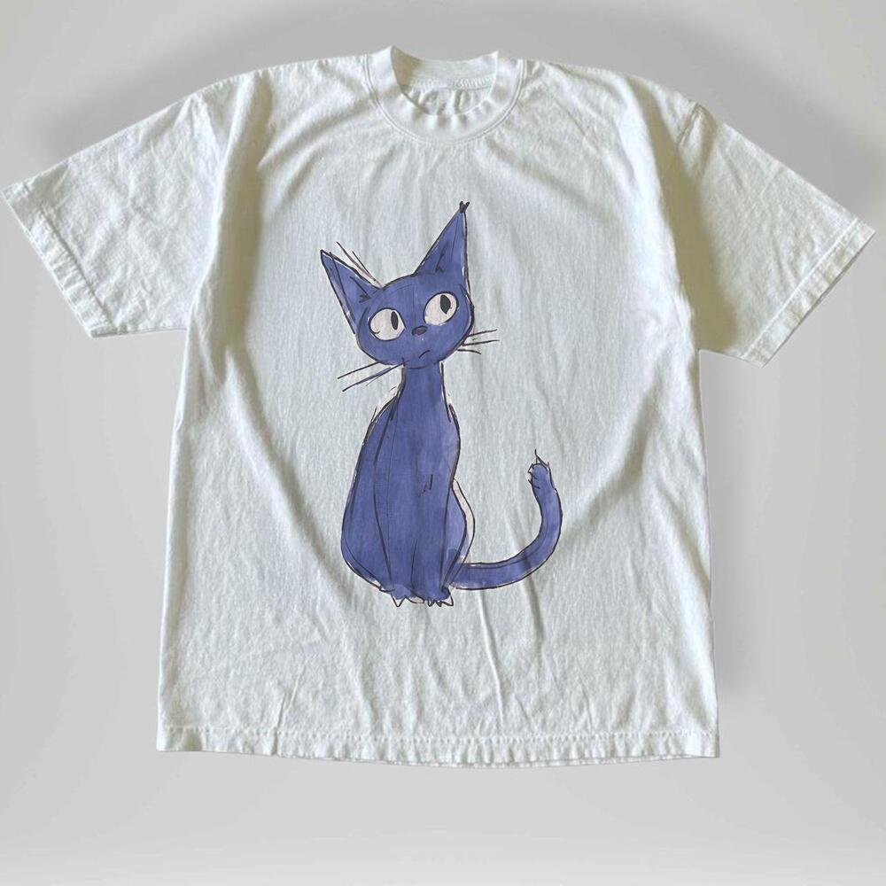 Style Blue Cat Graphic T-Shirt